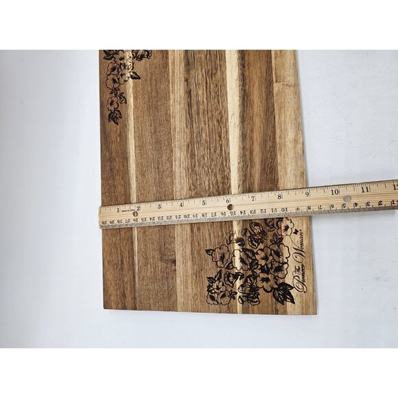 The Pioneer Woman Etched Flower Design 13x9" Wood Cutting Board Boho Kitchen - Picture 4 of 6